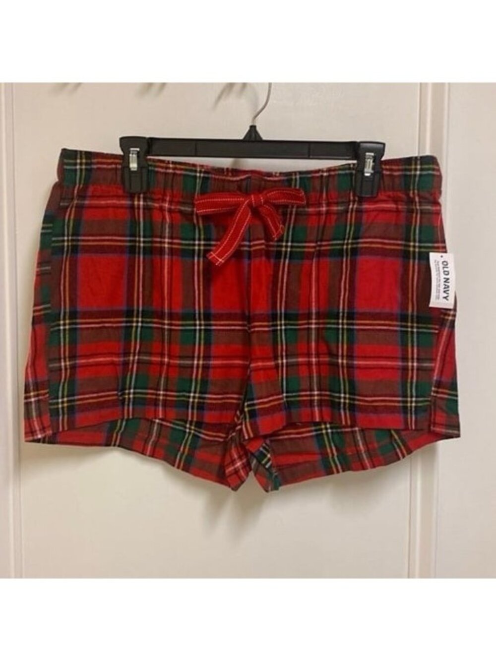 Old Navy 100% Cotton Christmas Plaid Flannel Pajama Shorts-Large (12-14)